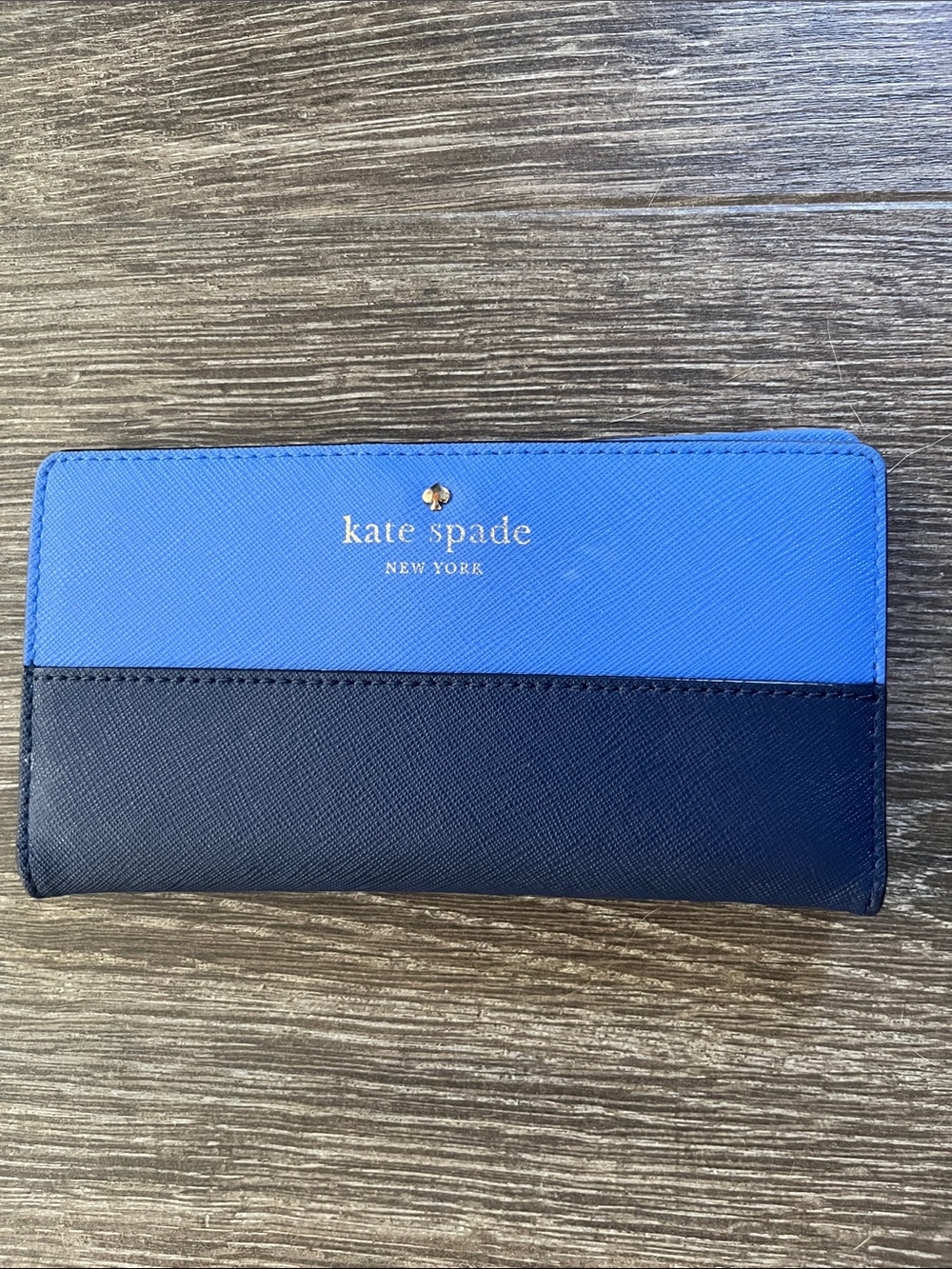 kate spade Two-Tone Royal and Navy Leather Long Wallet